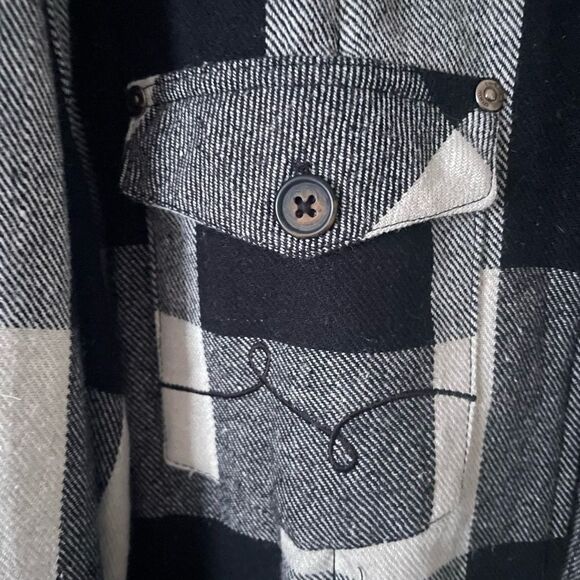 LFG Men’s Black & White Plaid Wool Blend Full Zip Shirt Jacket Size XL - Picture 5 of 6